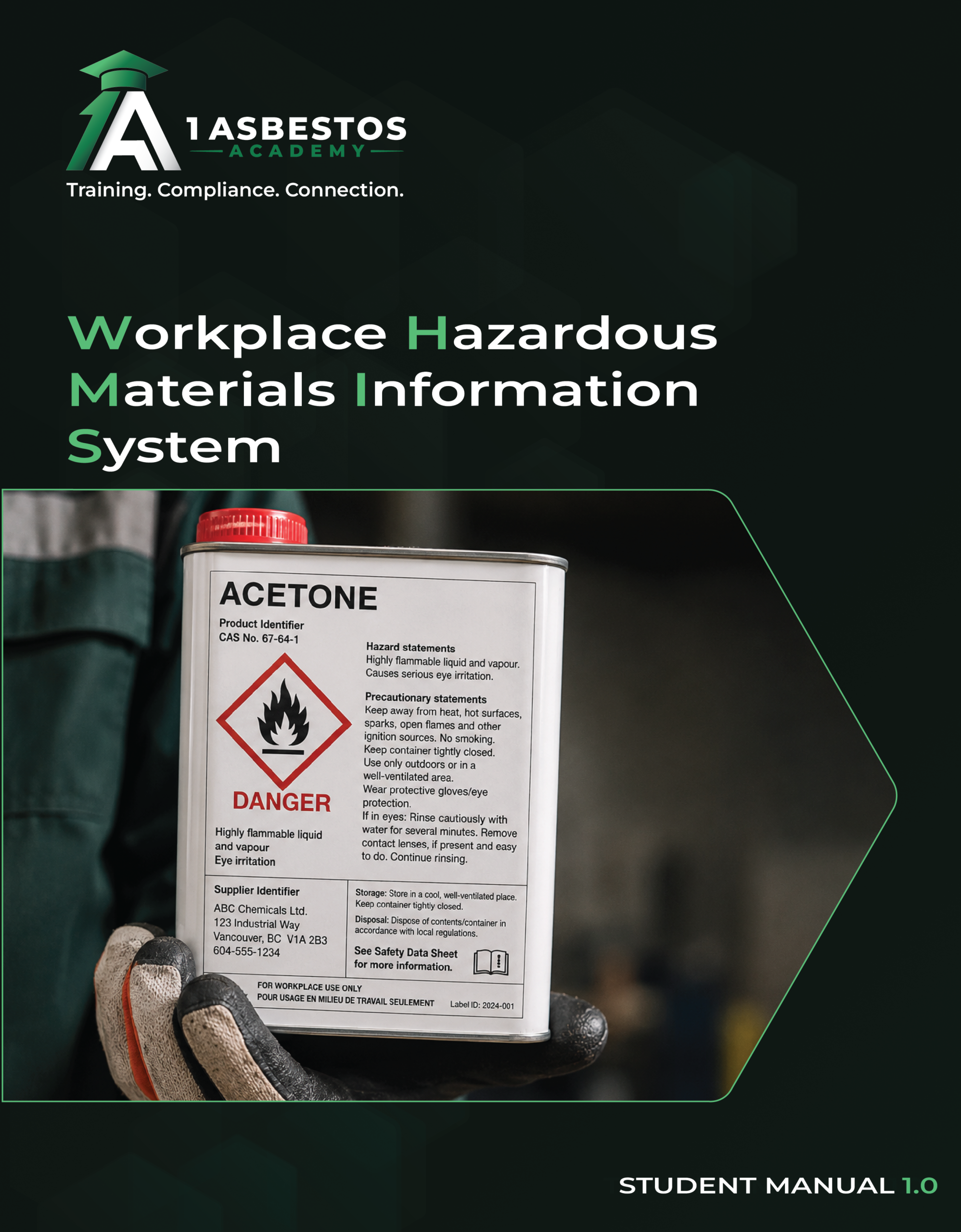 Cover of the 1 Asbestos Academy WHMIS student manual